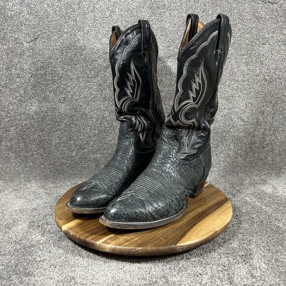Tony Lama 6258 Vintage Mens Sz 9.5 EE Black Bull Shoulder Leather Cowboy Boots main image 12